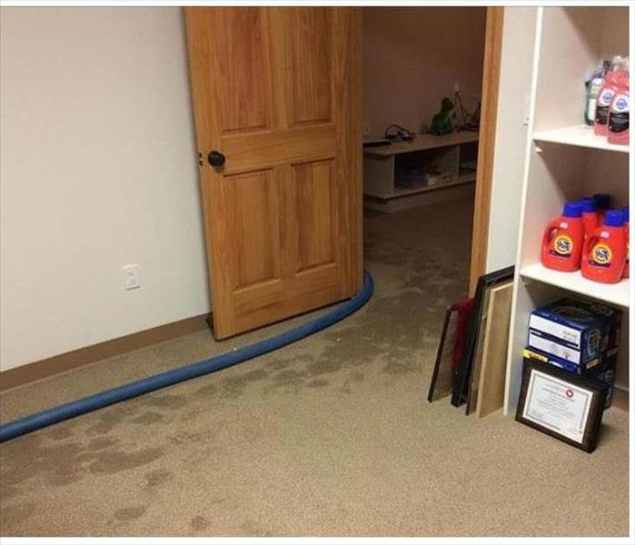 wet carpet outside of a doorway in a home 